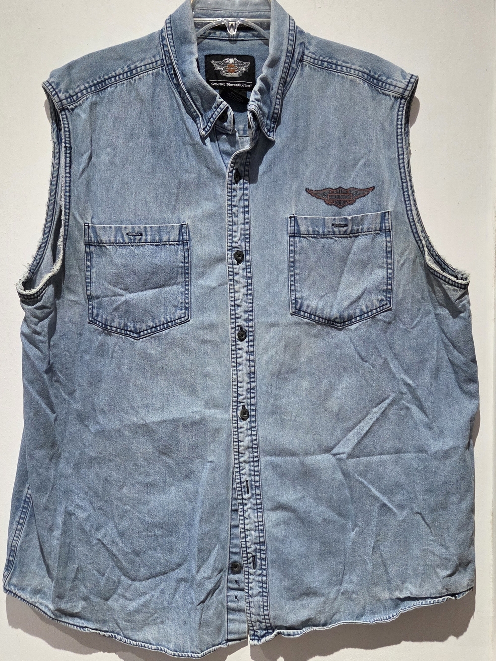 Harley-Davidson Light Blue Denim Sleeveless Button-Down Shirt
